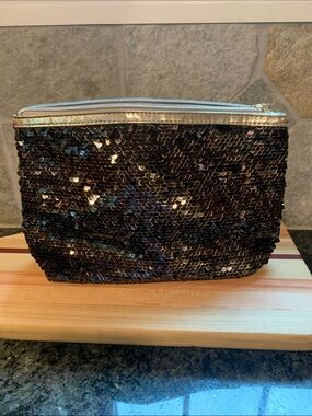 Lancome Iridescent Gold Sequin Cosmetic Pouch